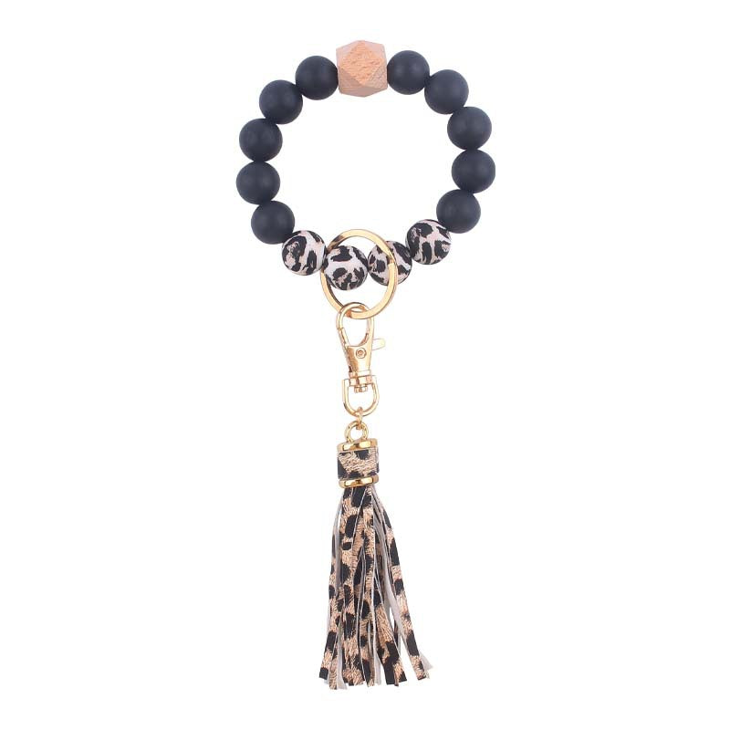 Wholesale Leather PU Tassel Silicone Wrist Keychain